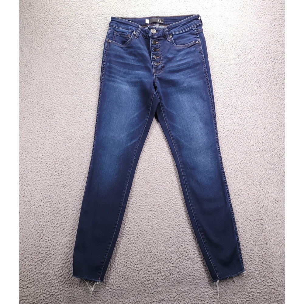 KUT Jeans Womens Size 4 CONNIE Fab Ab Ankle Skinny High Rise Raw Hem Button Fly